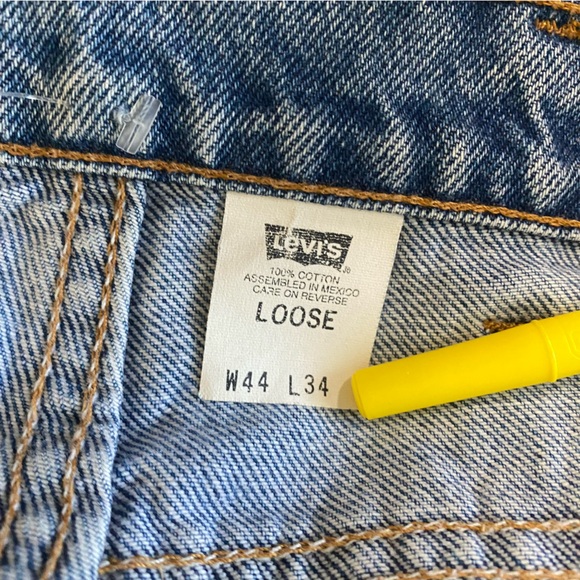 Vintage Levi’s Blue Jeans 545 44x34 Loose Fit Baggy Brown Tab 90s - Picture 10 of 13